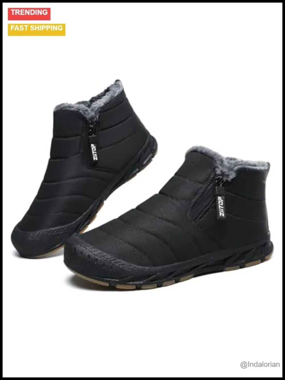 Waterproof Fur Lined Snow Boots with Zipper Closure